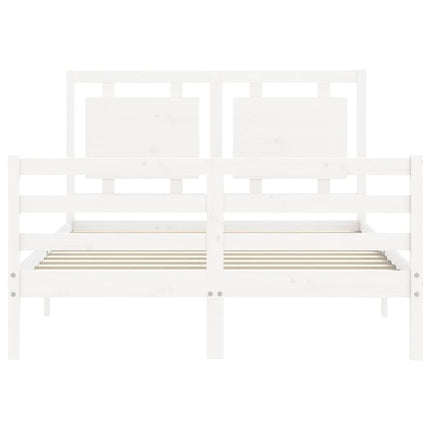 Giroletto con Testiera Bianco 140x190 cm in Legno Massello