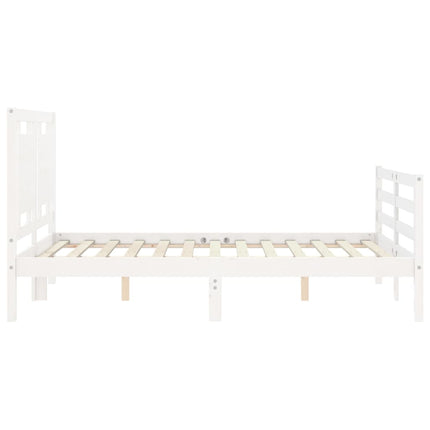 Giroletto con Testiera Bianco 140x190 cm in Legno Massello