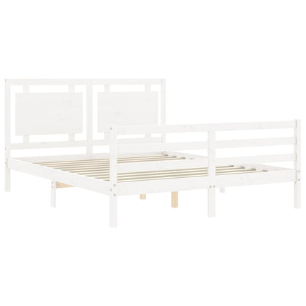 Giroletto con Testiera Bianco King Size in Legno Massello