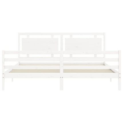 Giroletto con Testiera Bianco 200x200 cm in Legno Massello