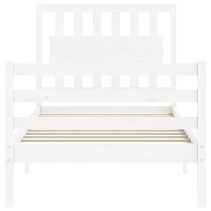 Giroletto con Testiera Bianco Single in Legno Massello