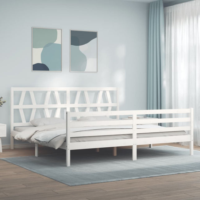 Giroletto Testiera Bianco Super King Size in Legno Massello