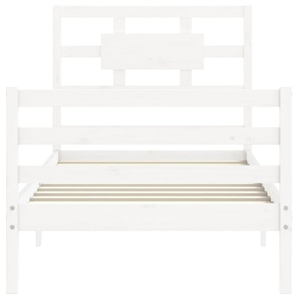 Giroletto con Testiera Bianco 100x200 cm in Legno Massello