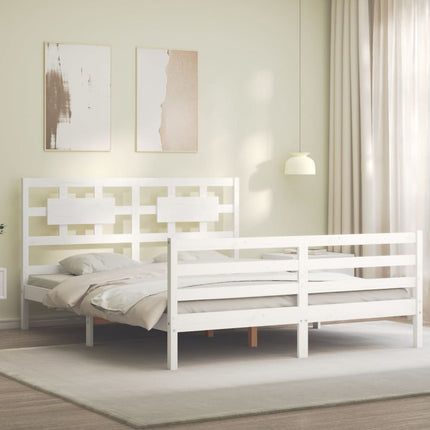 Giroletto con Testiera Bianco 160x200 cm Legno Massello