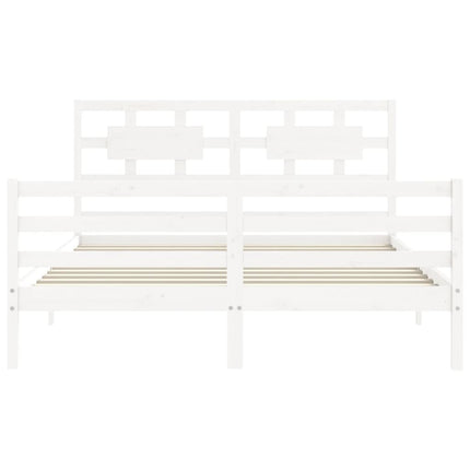 Giroletto con Testiera Bianco 160x200 cm Legno Massello