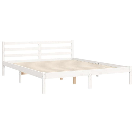 Giroletto con Testiera Bianco 160x200 cm Legno Massello