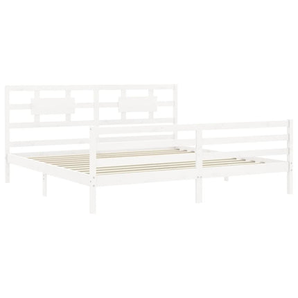 Giroletto Testiera Bianco Super King Size in Legno Massello