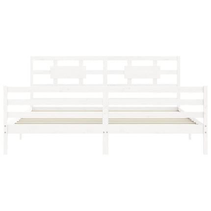 Giroletto con Testiera Bianco 200x200 cm in Legno Massello