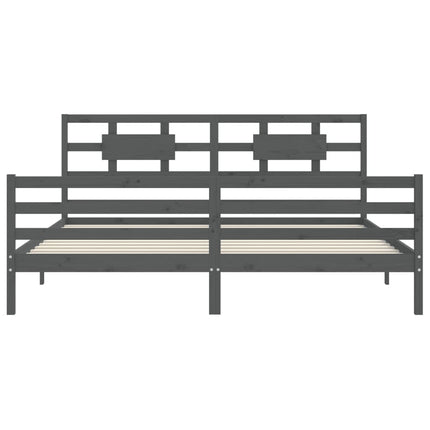 Giroletto con Testiera Grigio 200x200 cm in Legno Massello