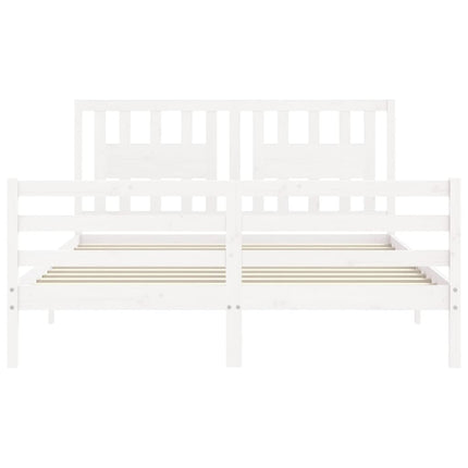 Giroletto con Testiera Bianco 160x200 cm Legno Massello