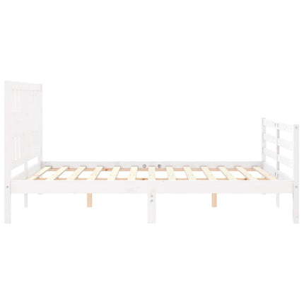 Giroletto con Testiera Bianco 160x200 cm Legno Massello