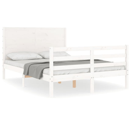 Giroletto con Testiera Bianco 140x190 cm in Legno Massello