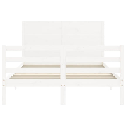 Giroletto con Testiera Bianco 140x190 cm in Legno Massello