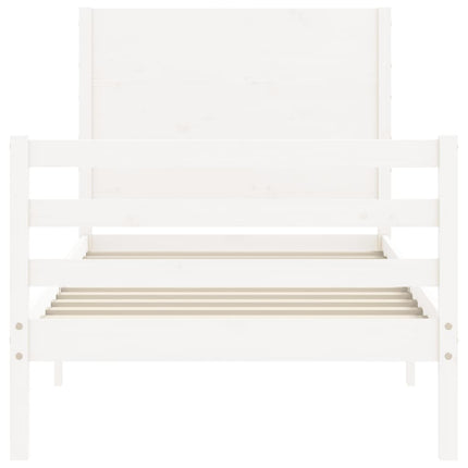 Giroletto con Testiera Bianco 100x200 cm in Legno Massello