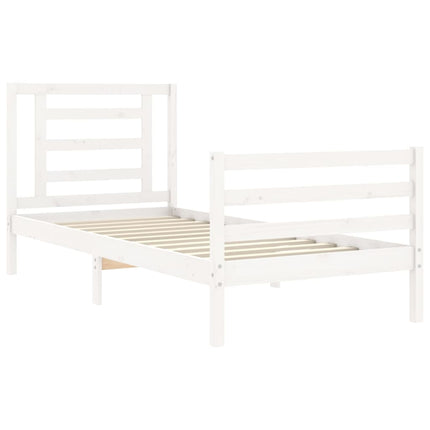 Giroletto con Testiera Bianco Small Single Legno Massello