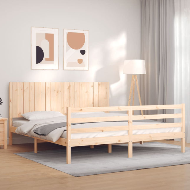 Giroletto con Testiera Super King Size in Legno Massello