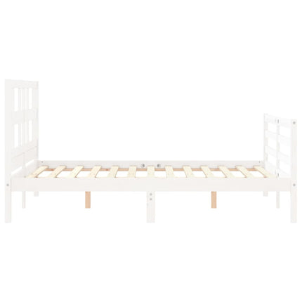 Giroletto con Testiera Bianco 140x190 cm in Legno Massello