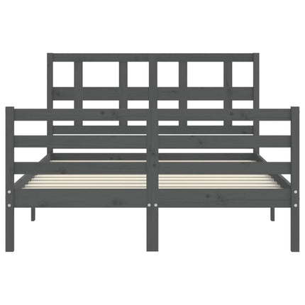 Giroletto con Testiera Grigio 140x190 cm in Legno Massello