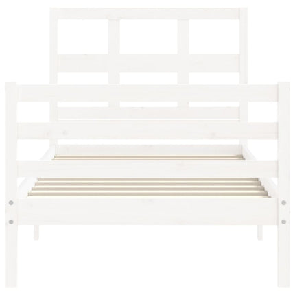 Giroletto con Testiera Bianco 90x200 cm in Legno Massello