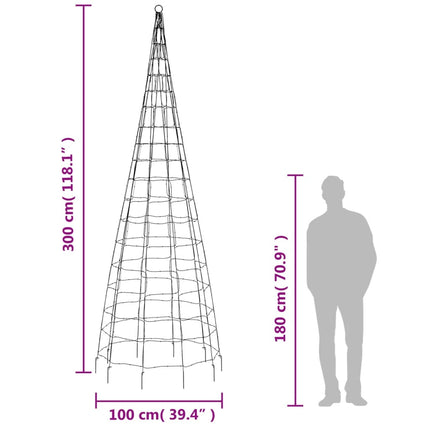 Albero di Natale a LED su Pennone 550 LED Bianco Freddo 300 cm