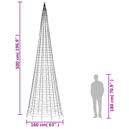 Albero di Natale a LED su Pennone 1534 LED Bianco Caldo 500 cm