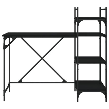 Scrivania per Computer con Scaffali Nera 120x47x109 cm