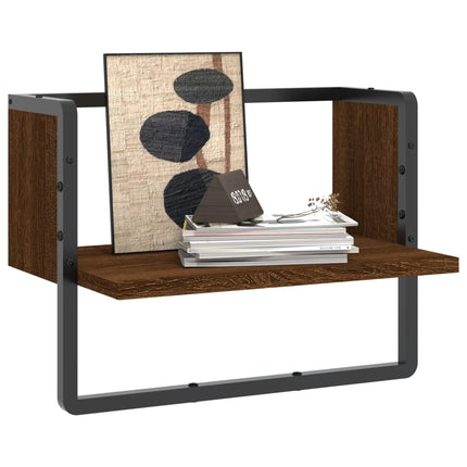 Mensola a Parete con Asta Rovere Marrone 40x25x30 cm