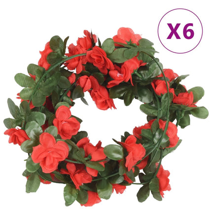Ghirlande Fiori Artificiali Natale 6 pz Rosso Primavera 250 cm