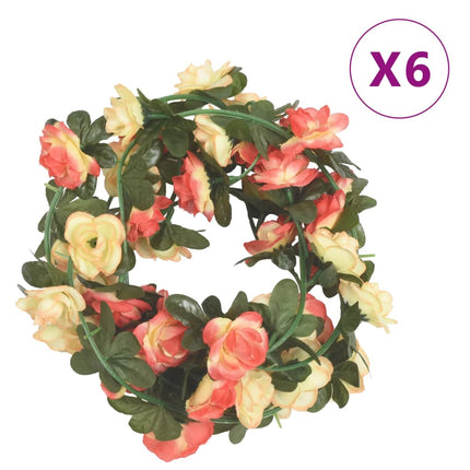 Ghirlande Fiori Artificiali Natale 6 pz RosÃ© e Champagne 240 cm