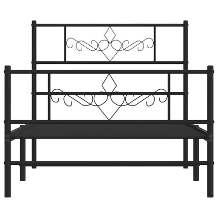 Giroletto con Testiera e Pediera Metallo Nero 75x190 cm