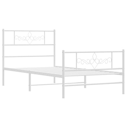 Giroletto con Testiera e Pediera Metallo Bianco 90x200 cm