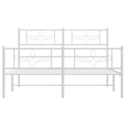 Giroletto con Testiera e Pediera Metallo Bianco 150x200 cm
