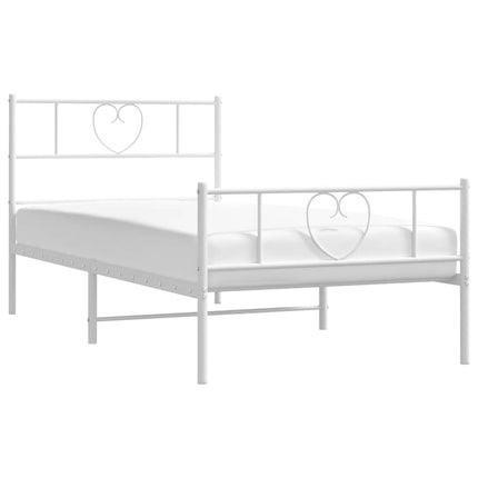 Giroletto con Testiera e Pediera Metallo Bianco 100x190 cm