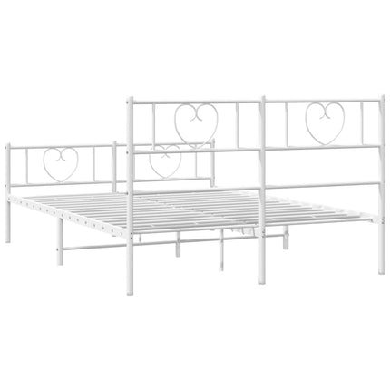 Giroletto con Testiera e Pediera Metallo Bianco 140x190 cm