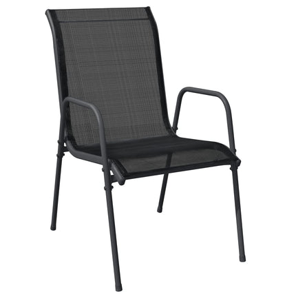 Set da Pranzo da Giardino 3 pz Nero in Acciaio e Textilene