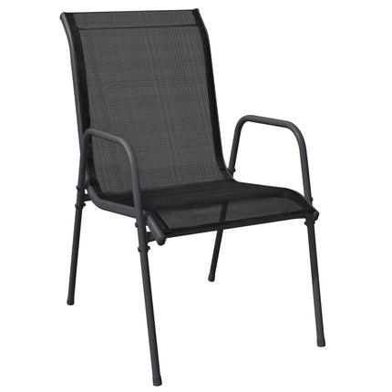 Set da Pranzo da Giardino 7 pz Nero in Acciaio e Textilene