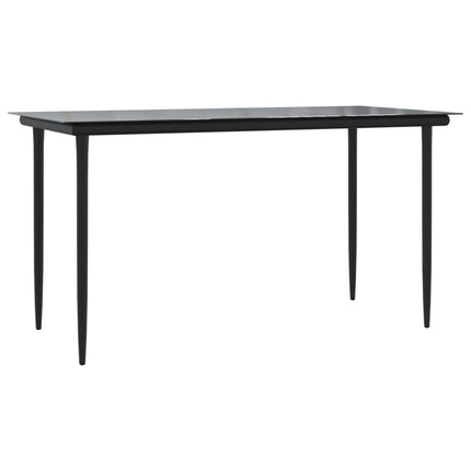 Set da Pranzo da Giardino 7 pz Nero in Acciaio e Textilene