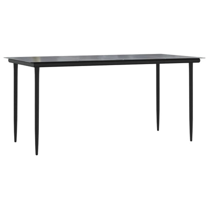 Set da Pranzo da Giardino 7 pz Nero in Acciaio e Textilene