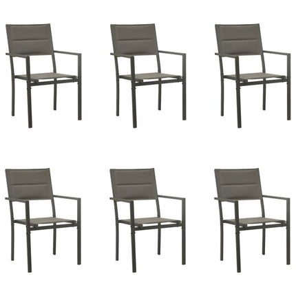 Set da Pranzo da Giardino 7 pz Nero in Acciaio e Textilene
