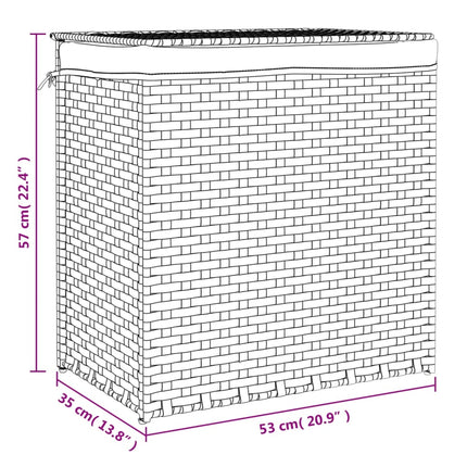 Cesto Portabiancheria con 2 Sezioni 53x35x57 cm Polyrattan
