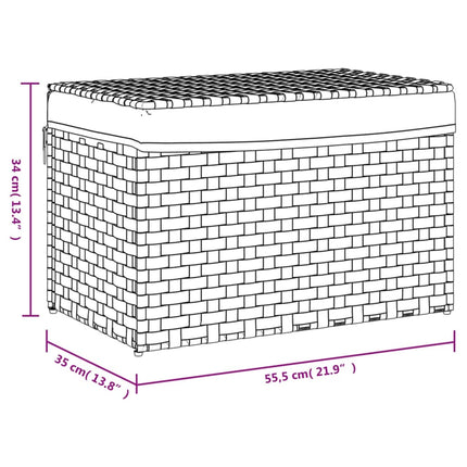 Cesto Portabiancheria Coperchio Bianco 55,5x35x34 cm Polyrattan