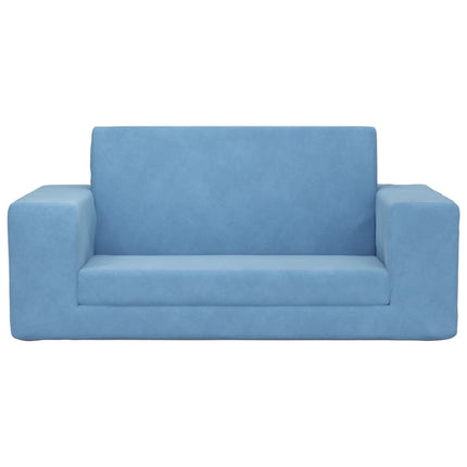Divano Letto per Bambini a 2 Posti Blu in Morbido Peluche