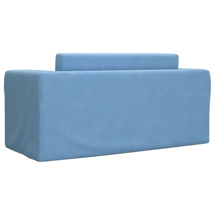 Divano Letto per Bambini a 2 Posti Blu in Morbido Peluche