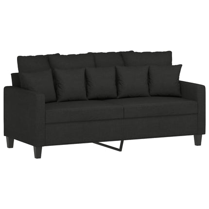 Set di Divani 3 pz con Cuscini Nero in Tessuto