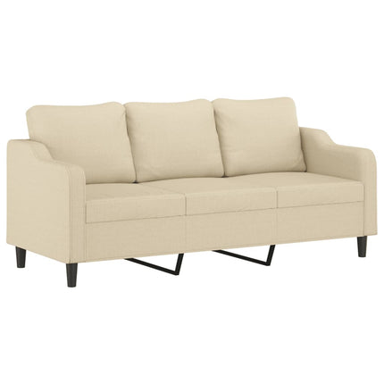 Set di Divani 2 pz con Cuscini Crema in Tessuto