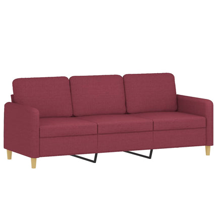 Set di Divani 2 pz con Cuscini Rosso Vino in Tessuto