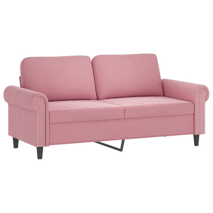 Set di Divani 2 pz con Cuscini Rosa in Velluto