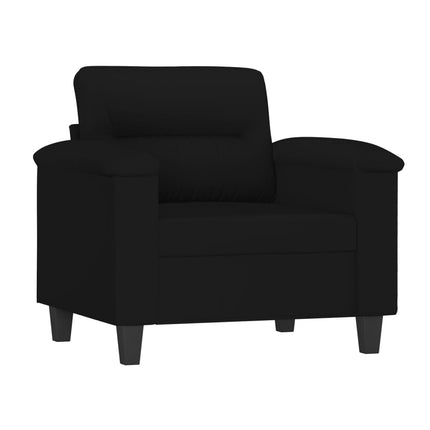 Set Divani 4 pz con Cuscini Nero in Tessuto Microfibra