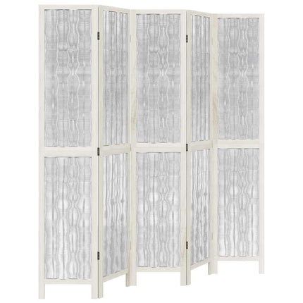 Divisorio Ambienti 5Pannelli Bianco Legno Massello di Paulownia