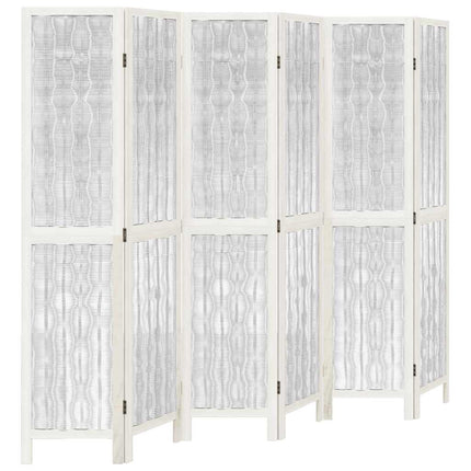 Divisorio Ambienti 6Pannelli Bianco Legno Massello di Paulownia